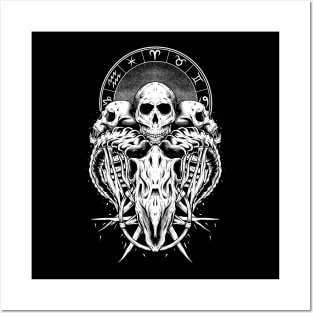 Aries skull zodiak Dark art series Posters and Art